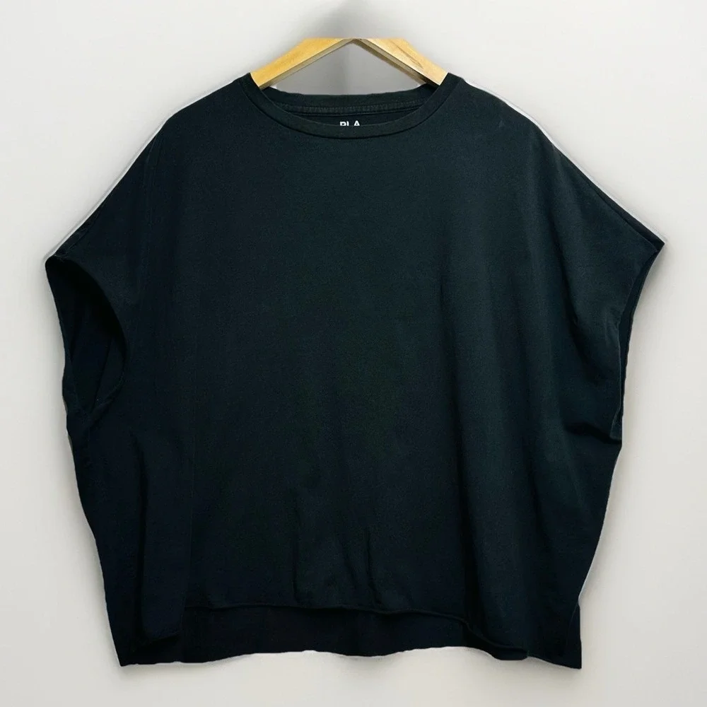 Planet by Lauren G Tee Boxy Black Pima Cotton Top One Size Fit All Peru Relaxed - Picture 1 of 8